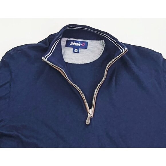 Johnnie-O Size Medium Mens Merino Wool Blend 1/4 Zip Embroidered Logo Sweater - Picture 8 of 10
